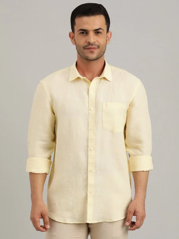 Men's Solid Full Sleeves Linen Shirt - Image 6