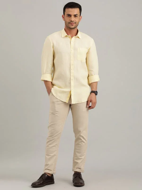 Men's Solid Full Sleeves Linen Shirt - Image 8