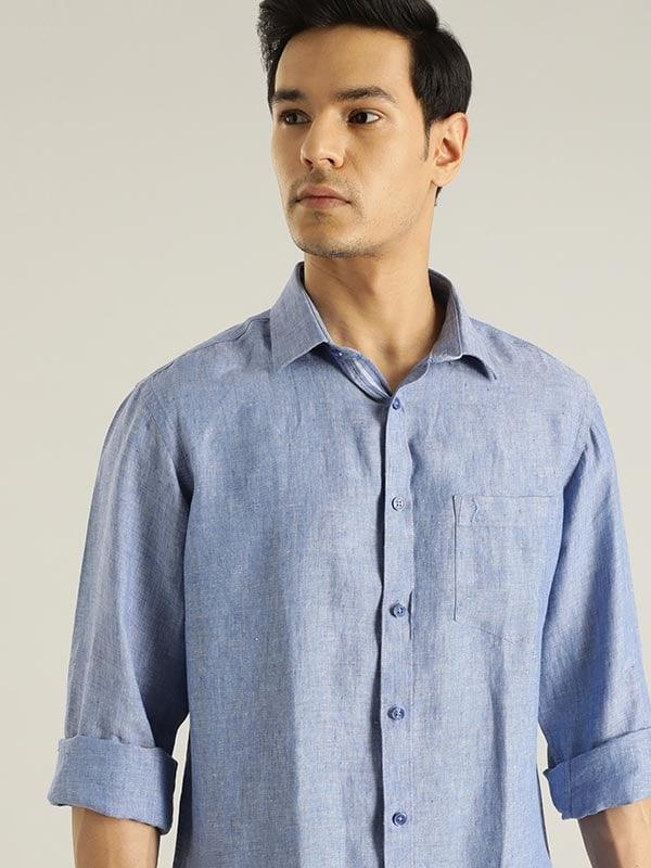 Men's Solid Full Sleeves Linen Shirt - Image 10
