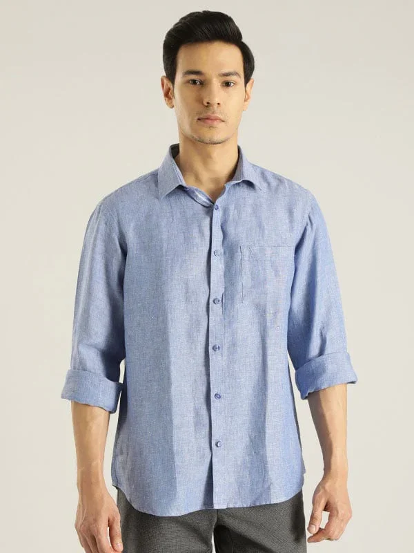 Men's Solid Full Sleeves Linen Shirt - Image 11