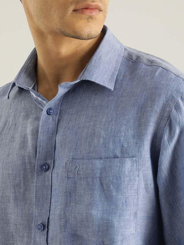 Men's Solid Full Sleeves Linen Shirt - Image 12