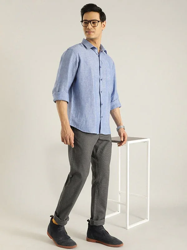 Men's Solid Full Sleeves Linen Shirt - Image 13