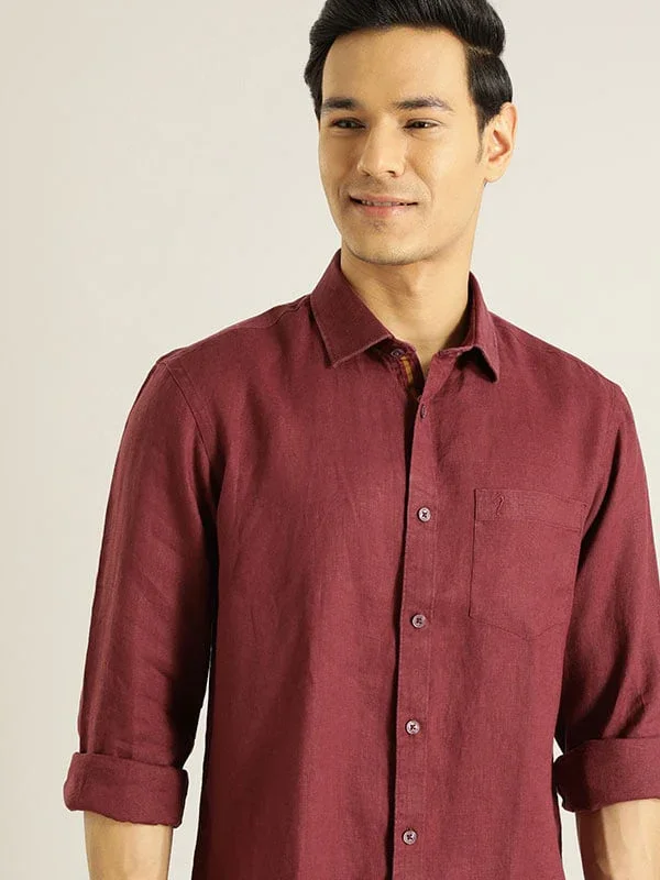 Men's Solid Full Sleeves Linen Shirt - Image 14