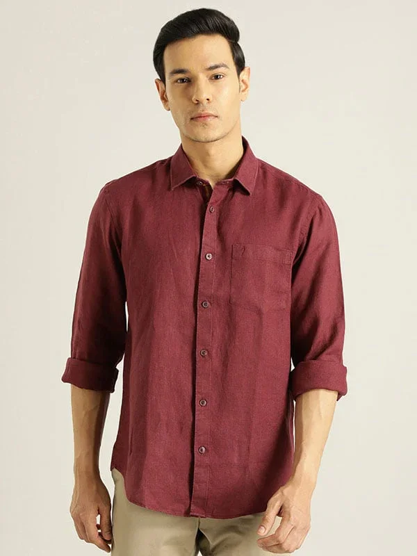 Men's Solid Full Sleeves Linen Shirt - Image 15