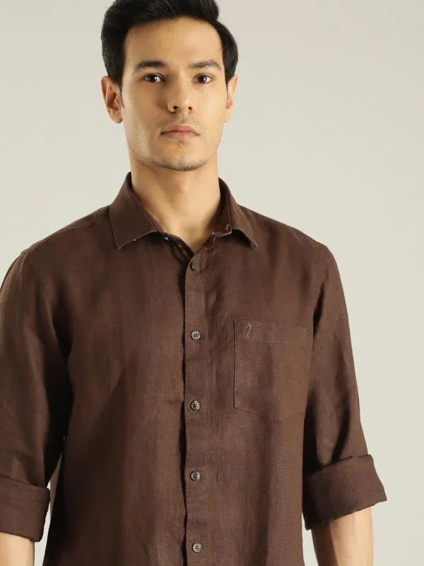 Men's Solid Full Sleeves Linen Shirt - Image 17