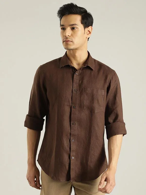Men's Solid Full Sleeves Linen Shirt - Image 18
