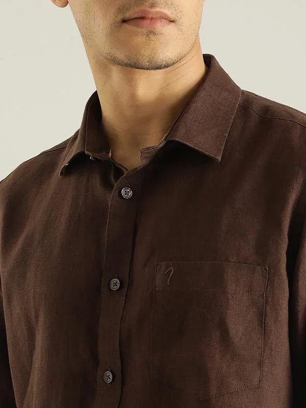 Men's Solid Full Sleeves Linen Shirt - Image 19