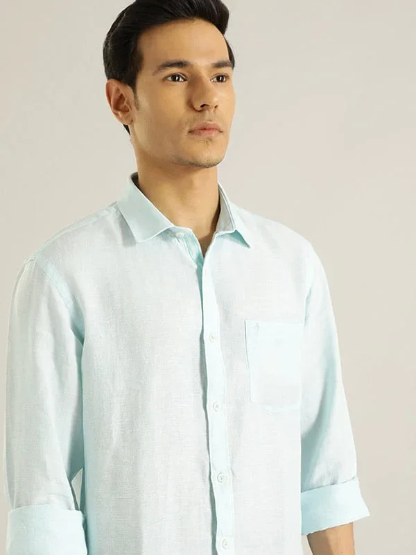 Men's Solid Full Sleeves Linen Shirt - Image 2