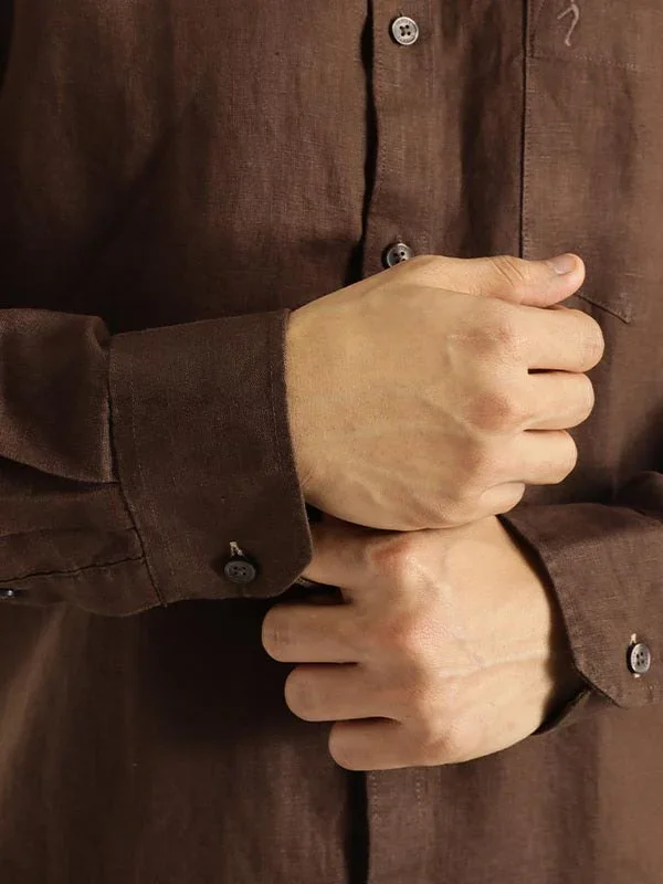 Men's Solid Full Sleeves Linen Shirt - Image 20