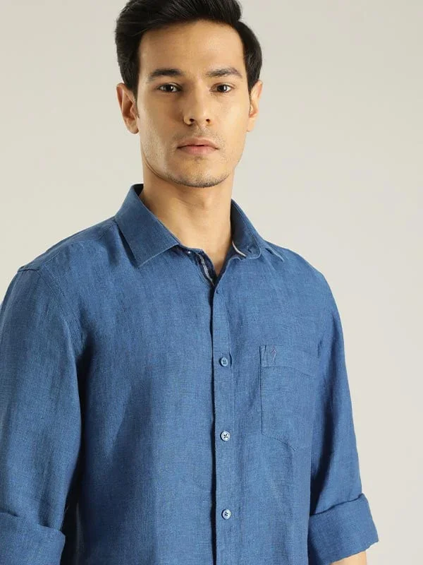 Men's Solid Full Sleeves Linen Shirt - Image 21