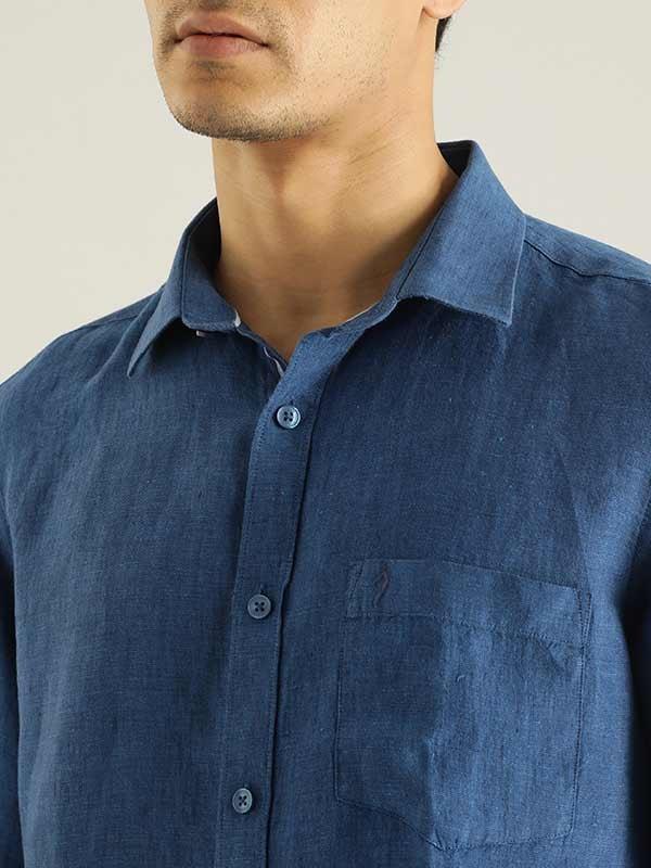 Men's Solid Full Sleeves Linen Shirt - Image 23