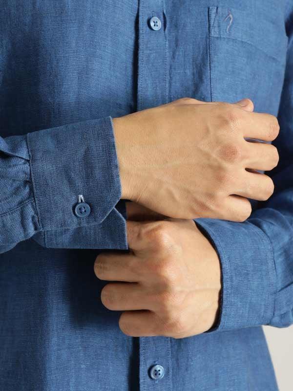Men's Solid Full Sleeves Linen Shirt - Image 24