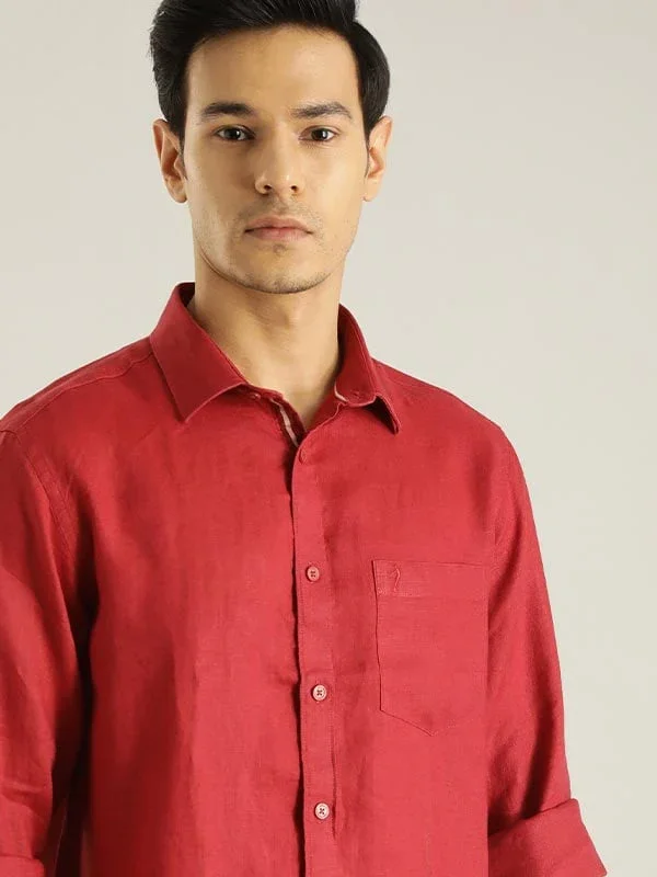 Men's Solid Full Sleeves Linen Shirt - Image 25