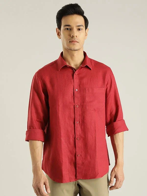 Men's Solid Full Sleeves Linen Shirt - Image 26