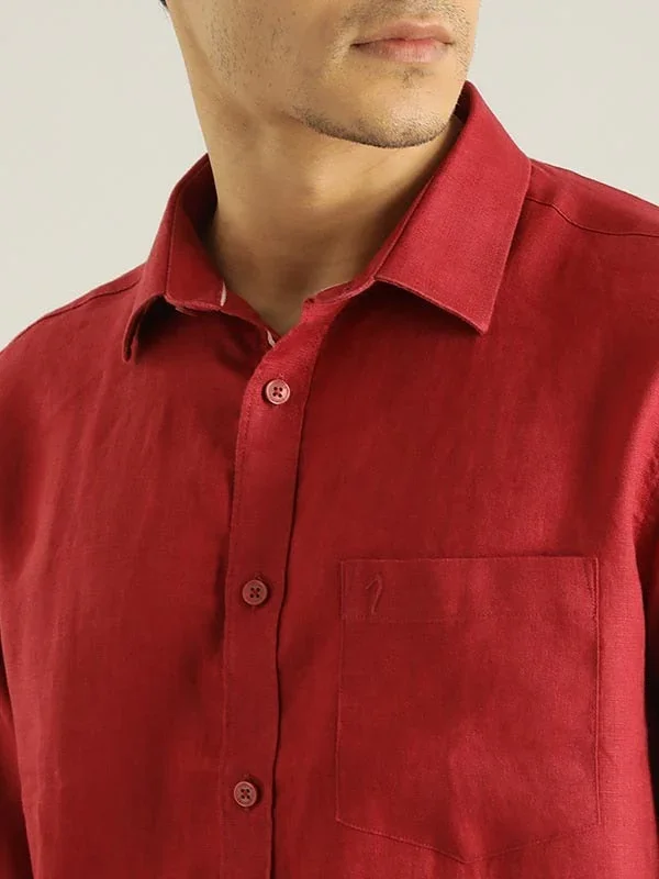 Men's Solid Full Sleeves Linen Shirt - Image 27