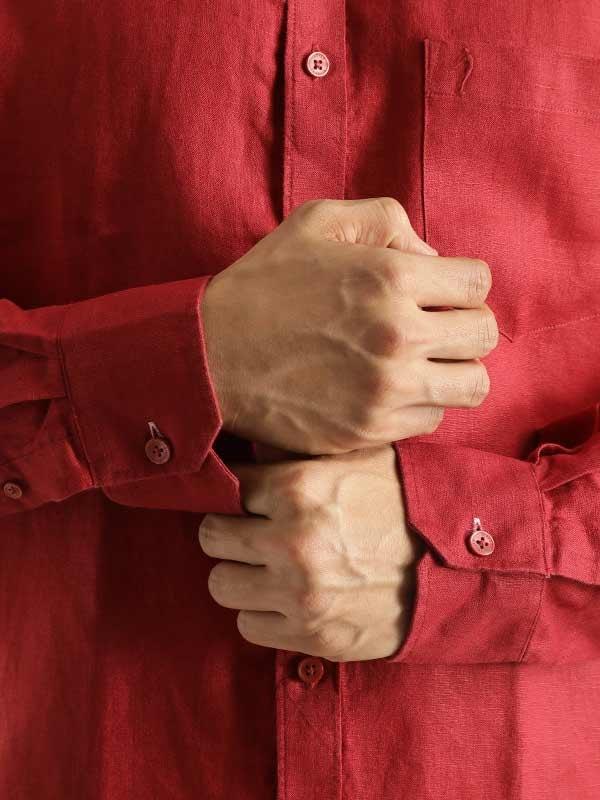 Men's Solid Full Sleeves Linen Shirt - Image 28