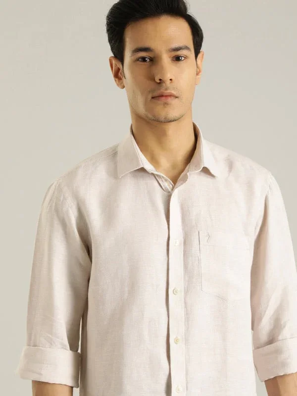 Men's Solid Full Sleeves Linen Shirt - Image 29