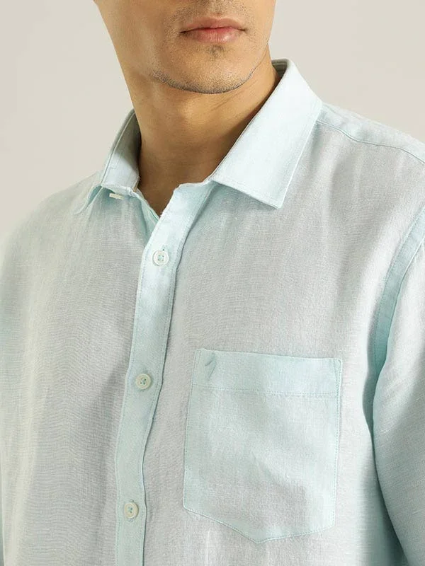 Men's Solid Full Sleeves Linen Shirt - Image 3