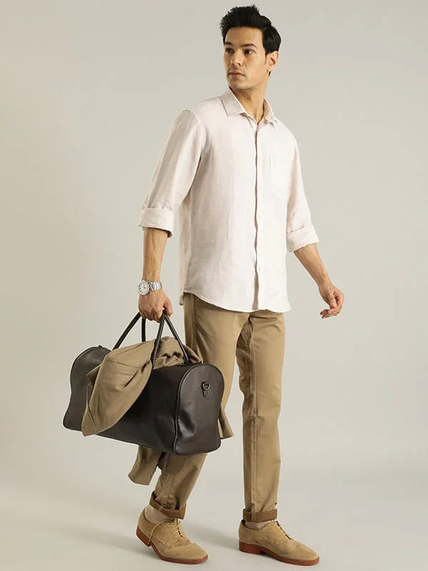 Men's Solid Full Sleeves Linen Shirt - Image 32