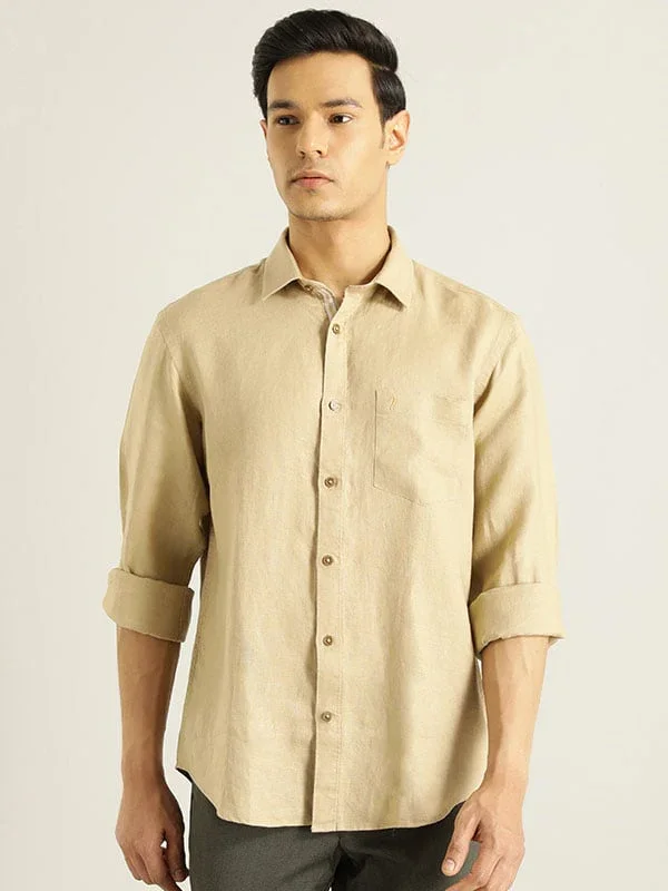 Men's Solid Full Sleeves Linen Shirt - Image 34