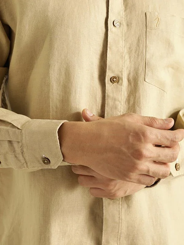 Men's Solid Full Sleeves Linen Shirt - Image 36