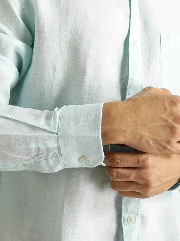 Men's Solid Full Sleeves Linen Shirt - Image 4