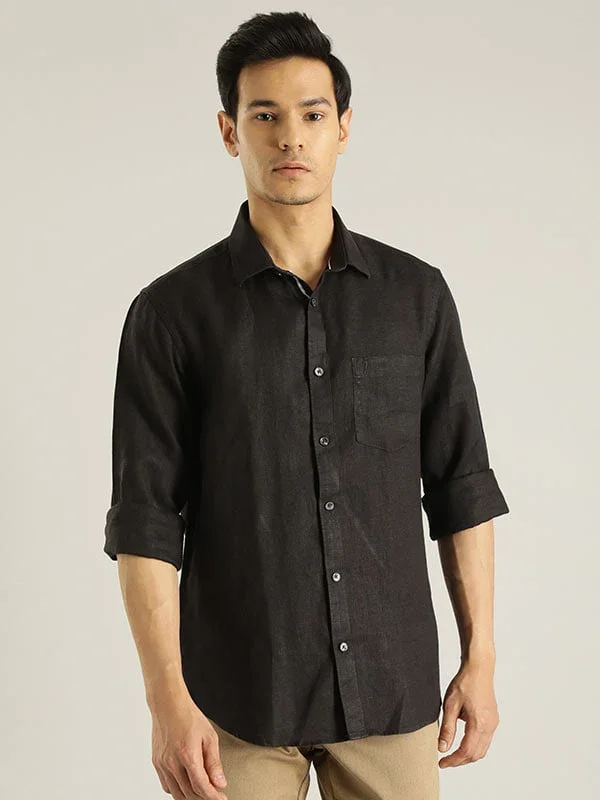 Men's Solid Full Sleeves Linen Shirt - Image 5