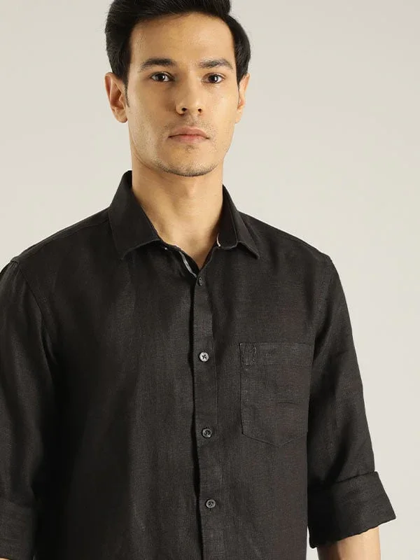 Men's Solid Full Sleeves Linen Shirt - Image 6