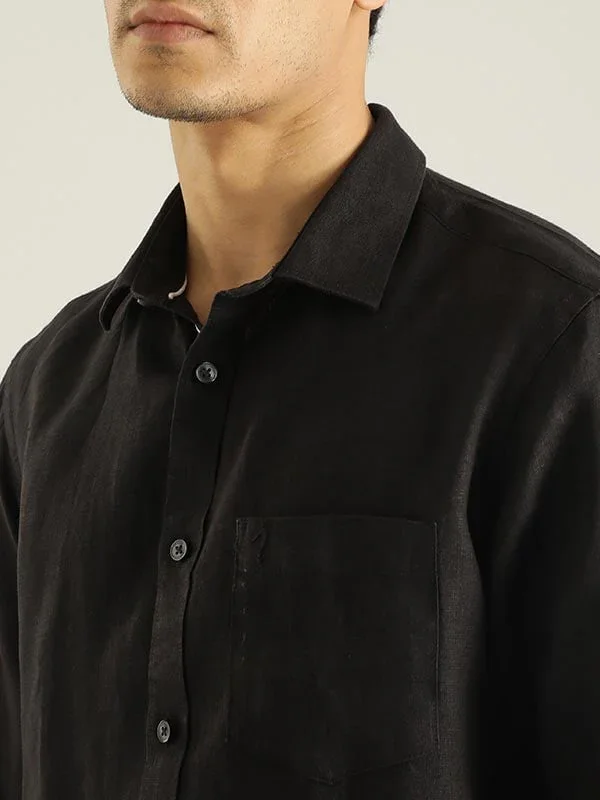 Men's Solid Full Sleeves Linen Shirt - Image 7