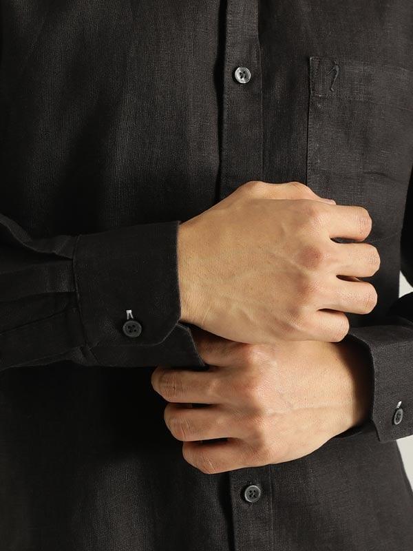 Men's Solid Full Sleeves Linen Shirt - Image 8