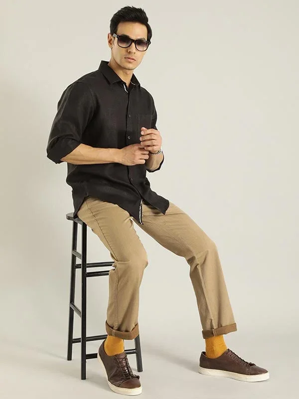 Men's Solid Full Sleeves Linen Shirt - Image 9