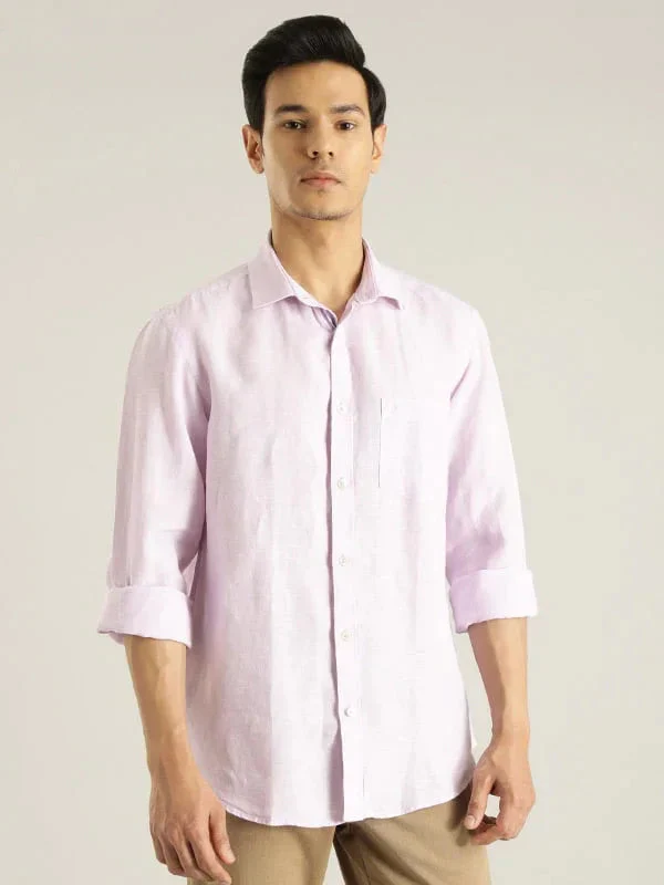 Men's Solid Full Sleeves Linen Shirt - Image 18