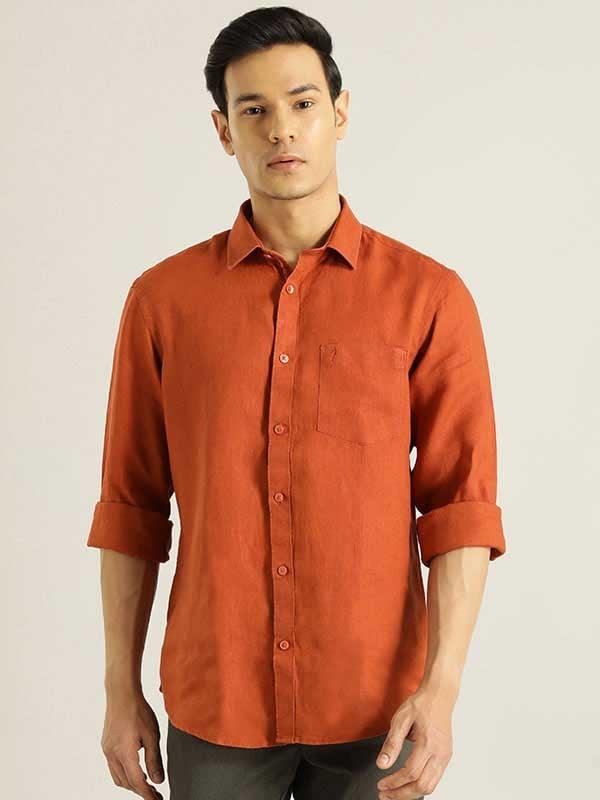 Men's Solid Full Sleeves Linen Shirt - Image 10