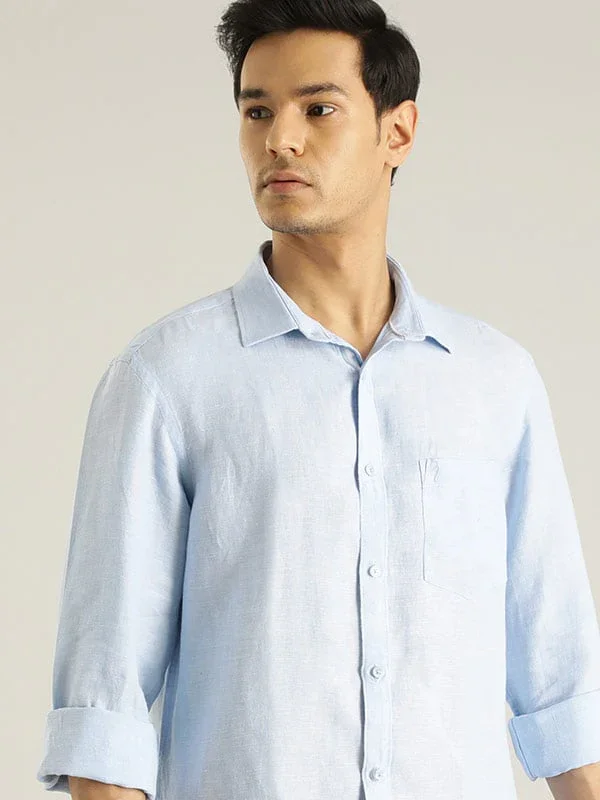 Men's Solid Full Sleeves Linen Shirt - Image 15