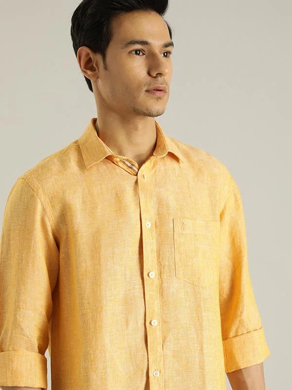 Men's Solid Full Sleeves Linen Shirt - Image 2