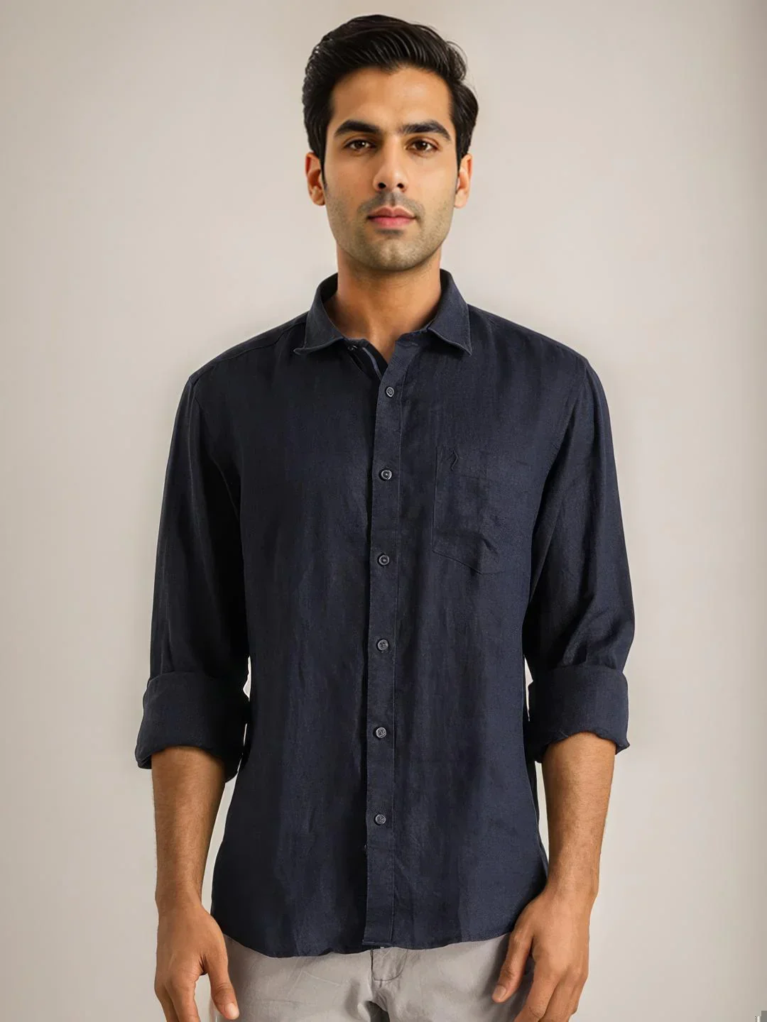 Men's Solid Full Sleeves Linen Shirt - Image 26