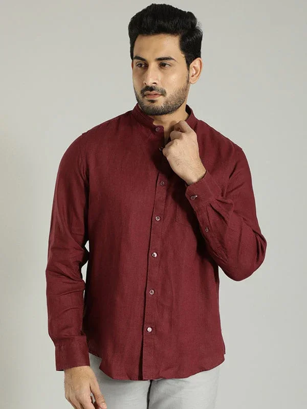 Men's Solid Full Sleeves Linen Shirt - Image 13