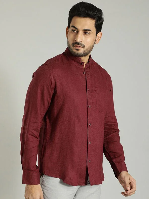 Men's Solid Full Sleeves Linen Shirt - Image 15