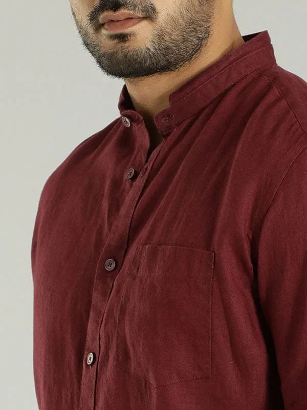 Men's Solid Full Sleeves Linen Shirt - Image 16