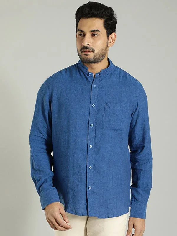 Men's Solid Full Sleeves Linen Shirt - Image 17