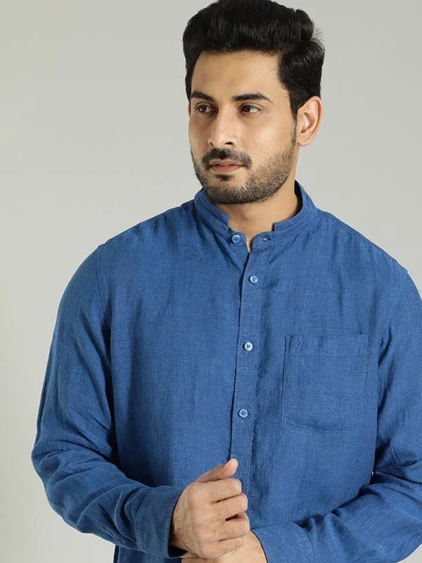 Men's Solid Full Sleeves Linen Shirt - Image 18