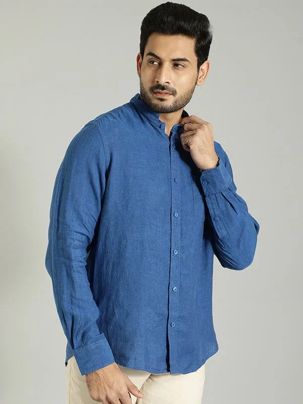 Men's Solid Full Sleeves Linen Shirt - Image 19