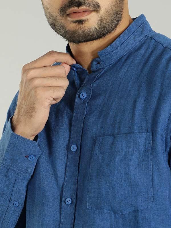 Men's Solid Full Sleeves Linen Shirt - Image 20