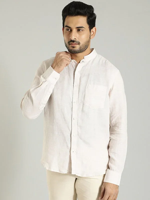 Men's Solid Full Sleeves Linen Shirt - Image 21
