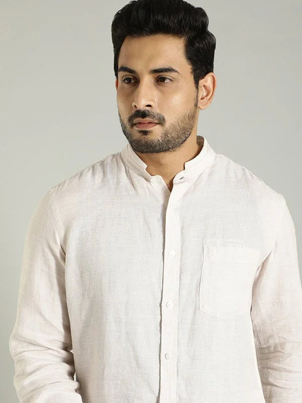 Men's Solid Full Sleeves Linen Shirt - Image 22