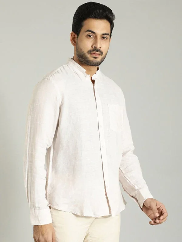 Men's Solid Full Sleeves Linen Shirt - Image 23