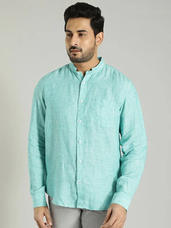 Men's Solid Full Sleeves Linen Shirt - Image 25