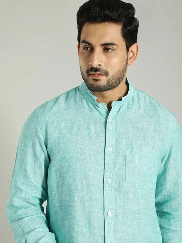 Men's Solid Full Sleeves Linen Shirt - Image 26