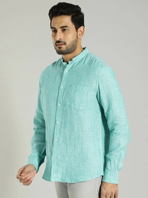 Men's Solid Full Sleeves Linen Shirt - Image 27