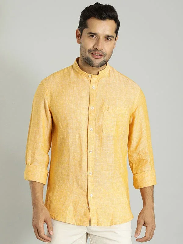 Men's Solid Full Sleeves Linen Shirt - Image 29